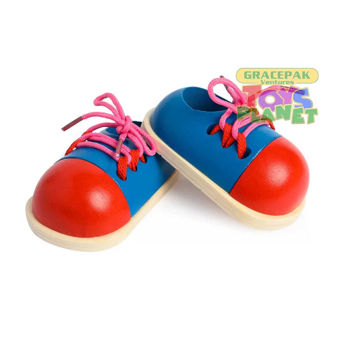 Early Educational Wooden Lacing Shoe Toy