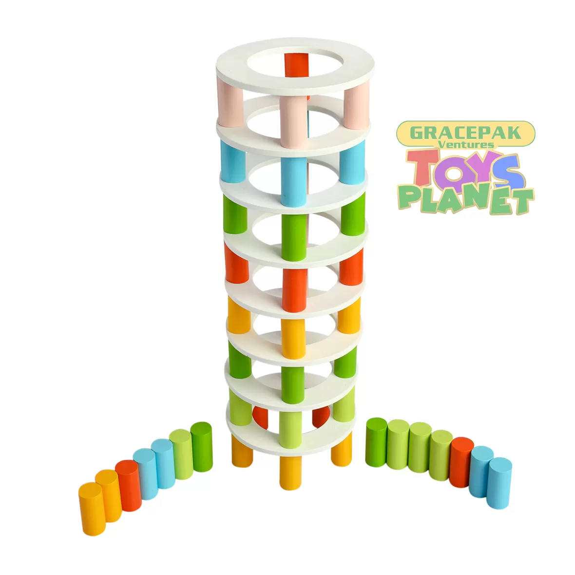2-in-1 Wooden Rainbow Tower