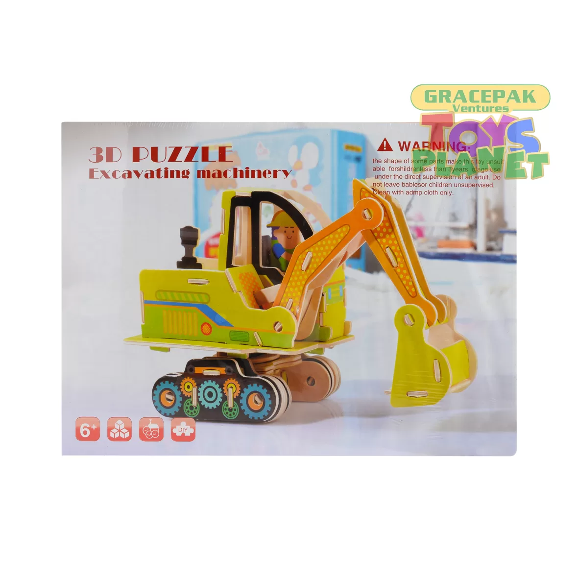 Wooden 3D Puzzle Excavating Machinery