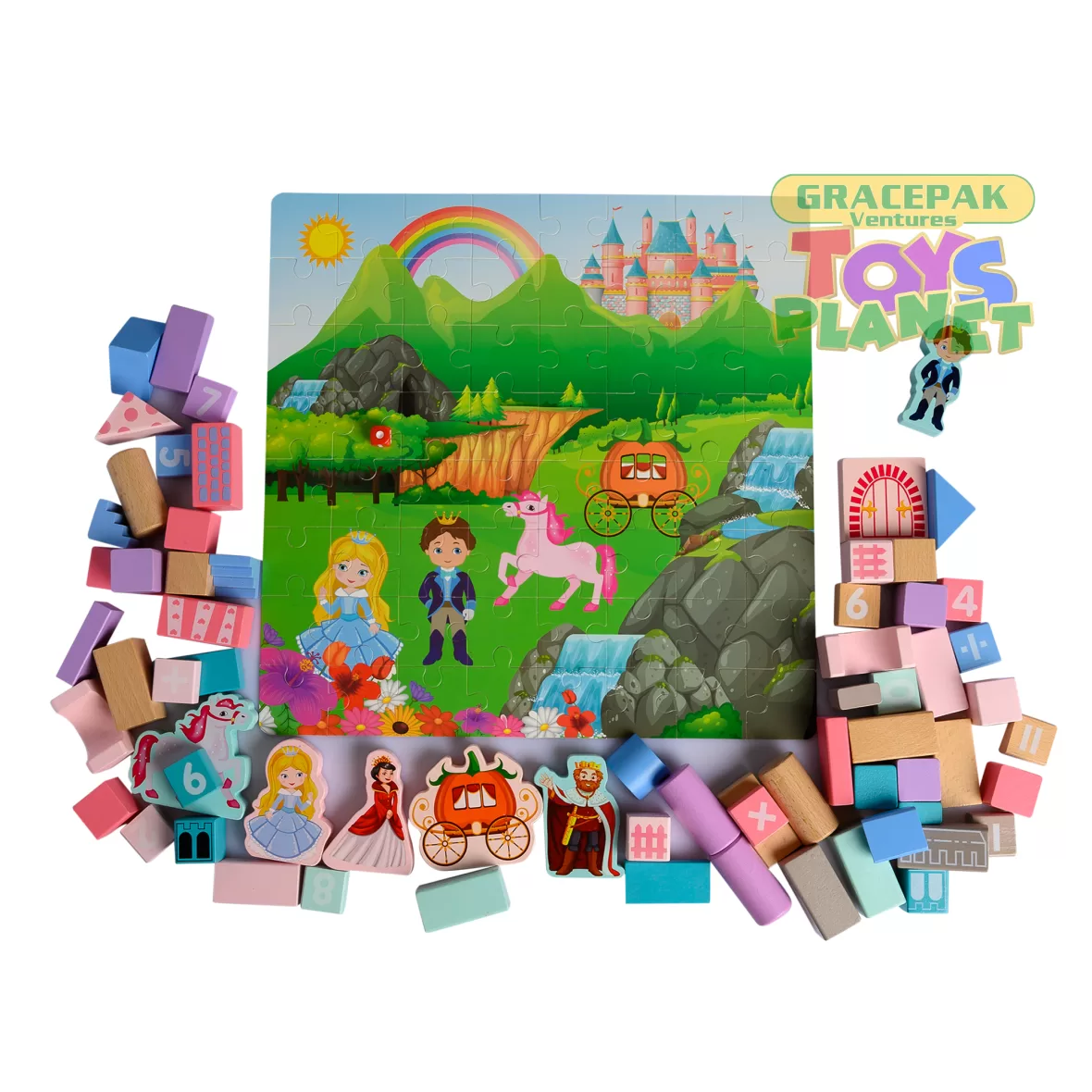 67PCS Wooden Princess Building Blocks