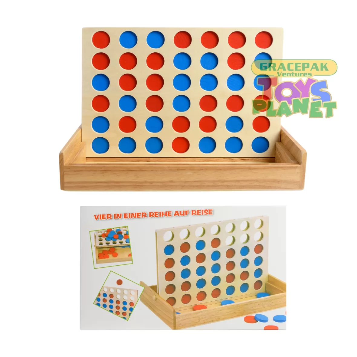 Four In A Row Wooden Game