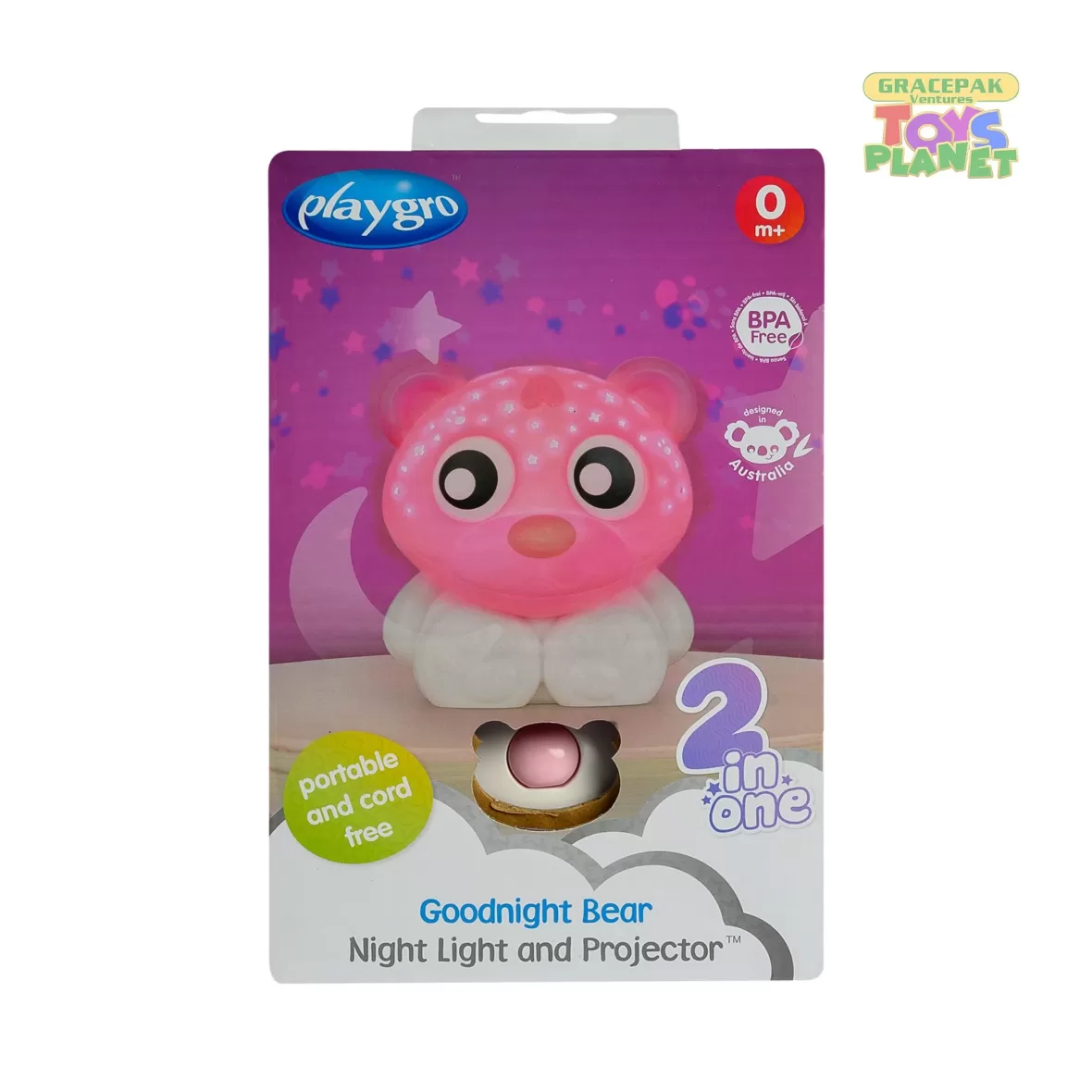 Playgro_Goodnight Bear Night Light and Projector-Pink and White_2