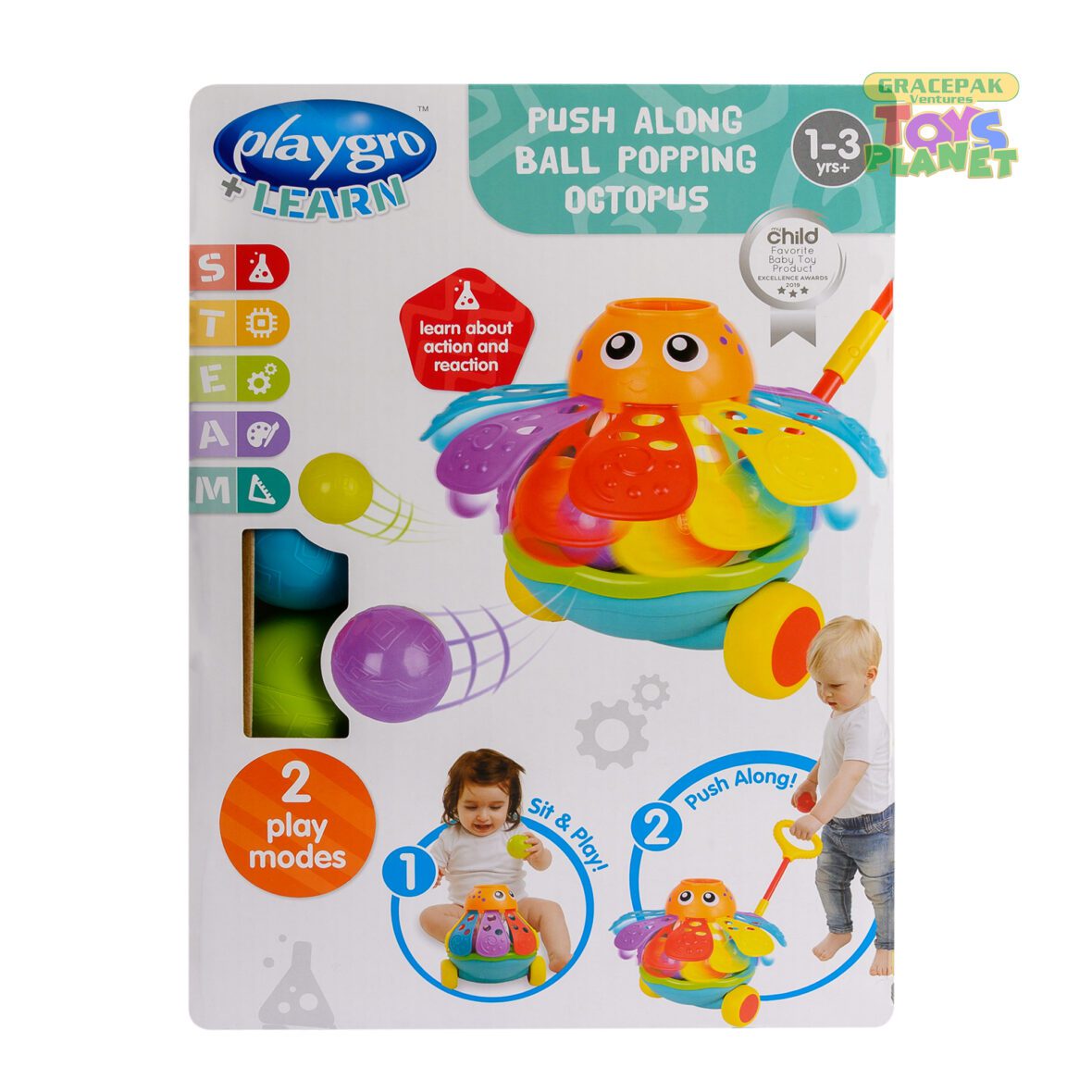 Push Along Ball Popping Octopus